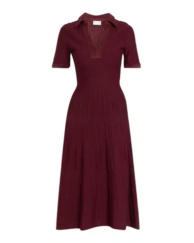 Milly Dylan Johnny-Collar Ribbed Midi Dress | Thumbnail 1