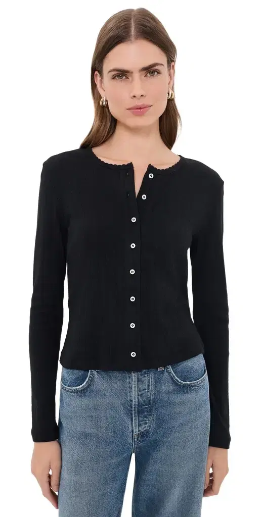 LESET Pointelle Classic Cardigan