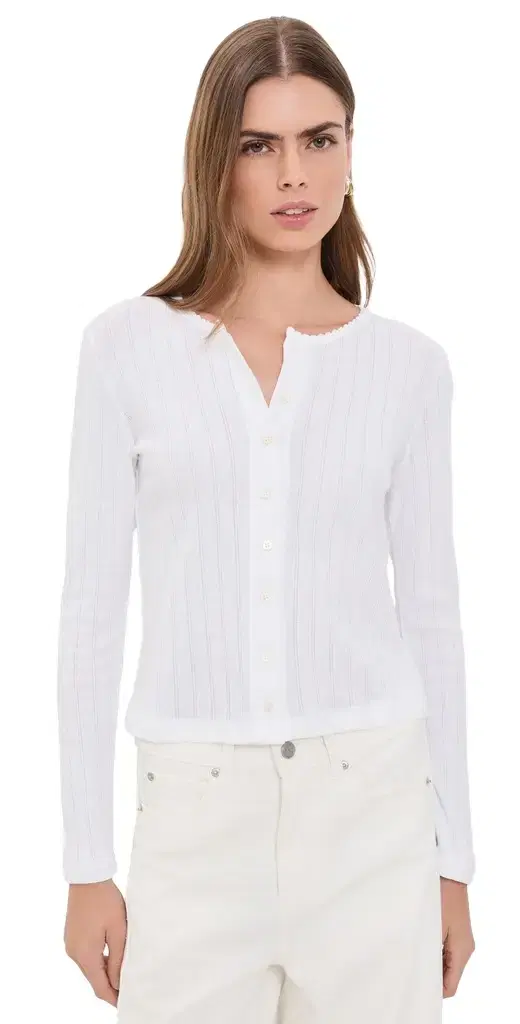 LESET Pointelle Classic Cardigan