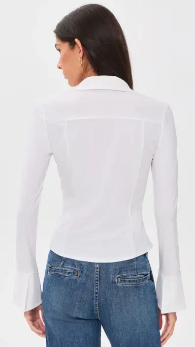 Alice + Olivia Freya Fitted Nipped Waist Button Down Top | Thumbnail 3 Alice + Olivia Freya Fitted Nipped Waist Button Down Top | Thumbnail 3