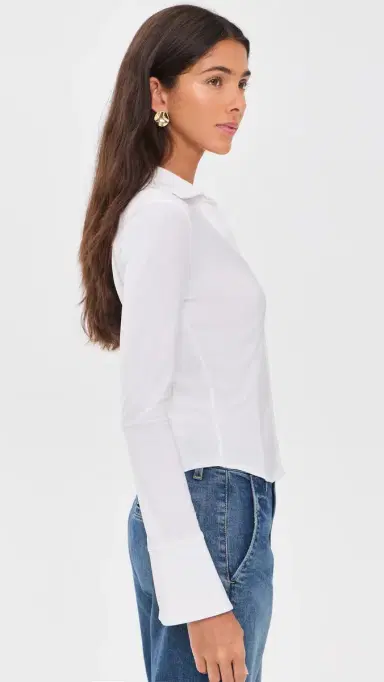 Alice + Olivia Freya Fitted Nipped Waist Button Down Top | Thumbnail 4 Alice + Olivia Freya Fitted Nipped Waist Button Down Top | Thumbnail 4
