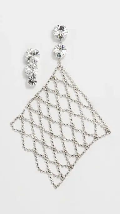 Isabel Marant Crystal Mesh Asymmetric Drop Earrings | Thumbnail 2