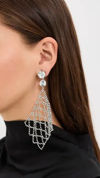 Isabel Marant Crystal Mesh Asymmetric Drop Earrings | Thumbnail 3