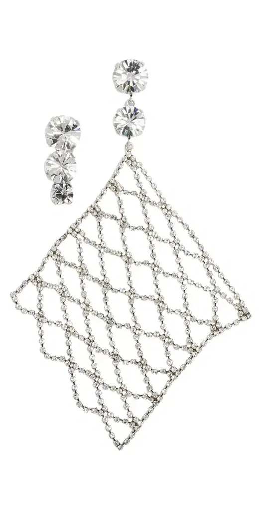 Isabel Marant Crystal Mesh Asymmetric Drop Earrings