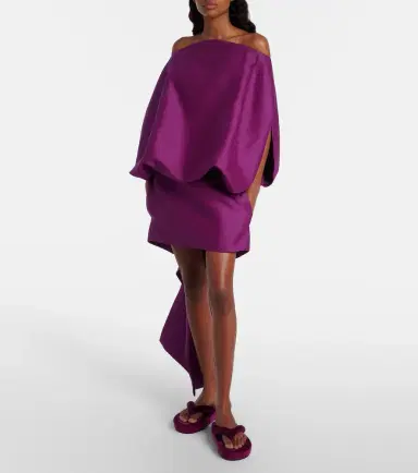 Balenciaga Off-shoulder wool and silk minidress | Thumbnail 5