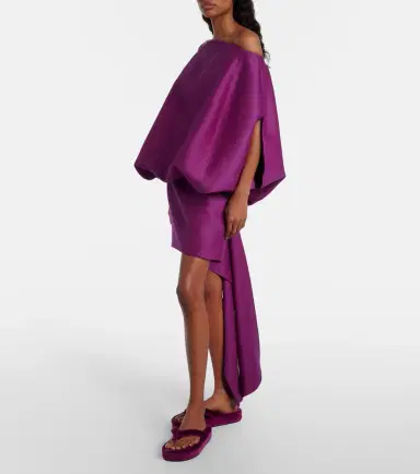 Balenciaga Off-shoulder wool and silk minidress | Thumbnail 7