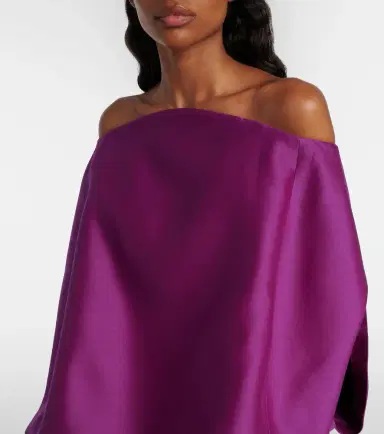 Balenciaga Off-shoulder wool and silk minidress | Thumbnail 8