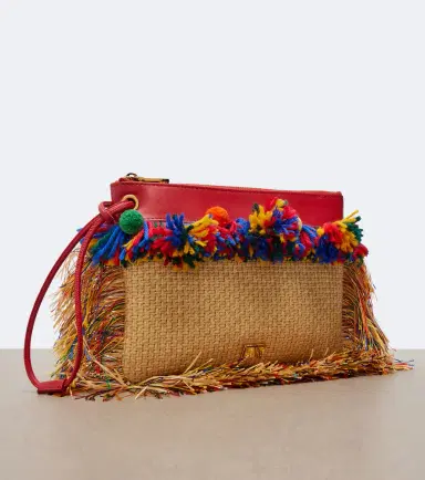 Dolce & Gabbana Fringed raffia-effect pouch | Thumbnail 4