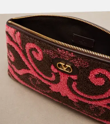 Valentino Garavani VLogo leather-trimmed terry pouch | Thumbnail 3