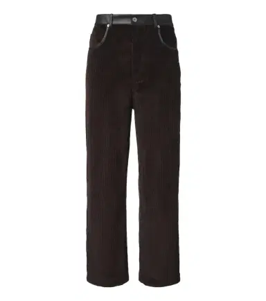 Bottega Veneta Leather-trimmed cotton corduroy straight pants | Thumbnail 1 Bottega Veneta Leather-trimmed cotton corduroy straight pants | Thumbnail 1