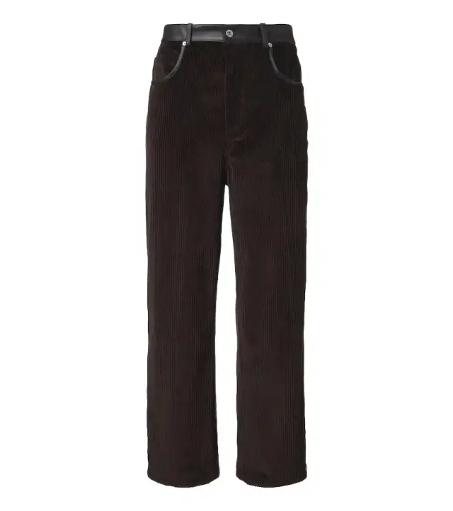 Bottega Veneta Leather-trimmed cotton corduroy straight pants