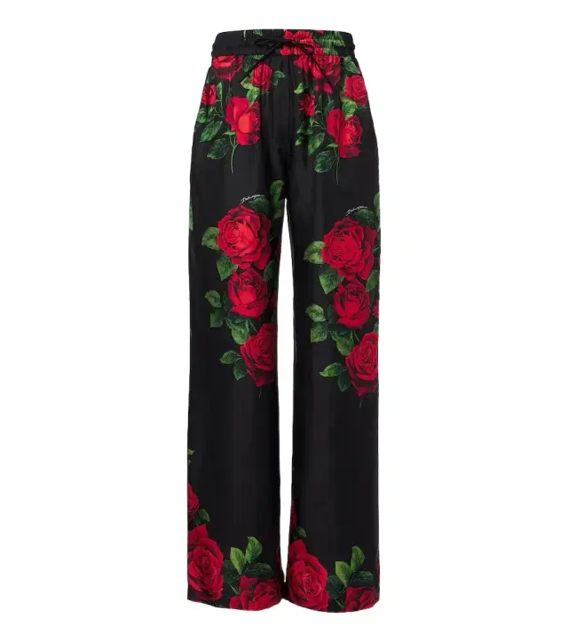 Dolce & Gabbana Floral silk satin wide-leg pants