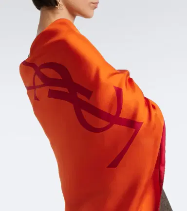 Saint Laurent Cassandre silk twill scarf | Thumbnail 5