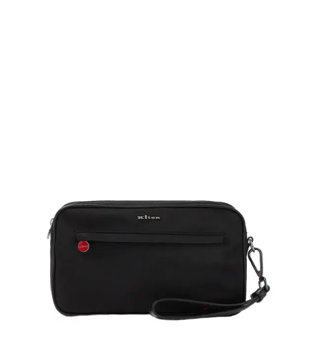 Kiton Leather-trimmed toiletry bag