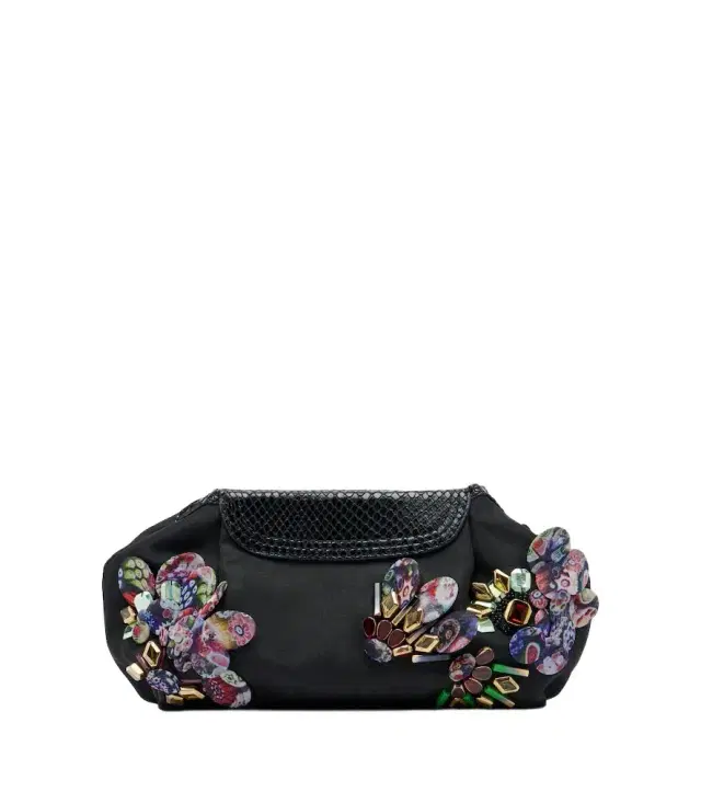 Dries Van Noten Embellished leather-trimmed clutch