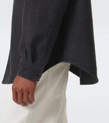 Loewe Leather-trimmed wool and silk overshirt | Thumbnail 2