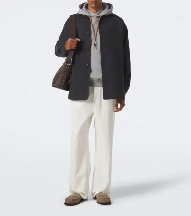 Loewe Leather-trimmed wool and silk overshirt | Thumbnail 4