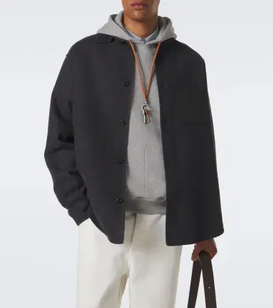 Loewe Leather-trimmed wool and silk overshirt | Thumbnail 5