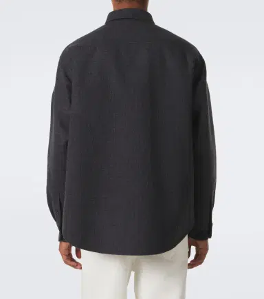 Loewe Leather-trimmed wool and silk overshirt | Thumbnail 6