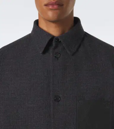 Loewe Leather-trimmed wool and silk overshirt | Thumbnail 7