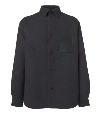 Loewe Leather-trimmed wool and silk overshirt | Thumbnail 1