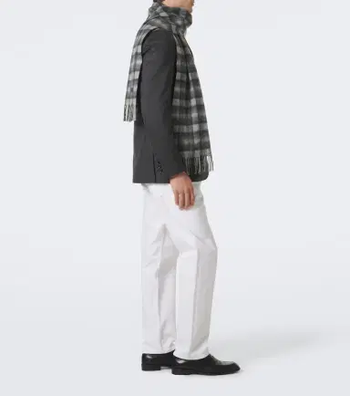 Zegna Checked fringed cashmere scarf | Thumbnail 3