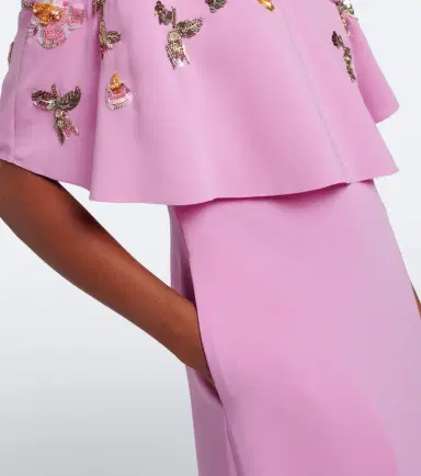Oscar de la Renta Caped floral silk-blend georgette gown | Thumbnail 2
