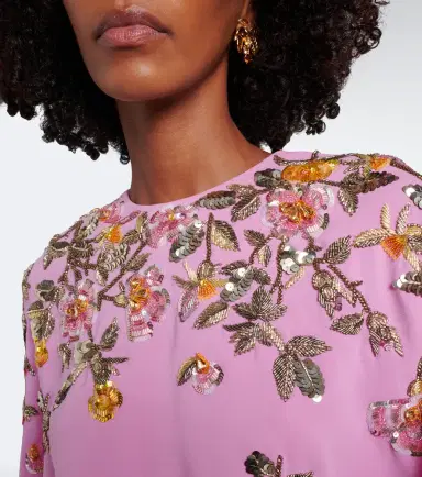 Oscar de la Renta Caped floral silk-blend georgette gown | Thumbnail 7