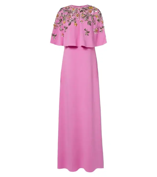Oscar de la Renta Caped floral silk-blend georgette gown
