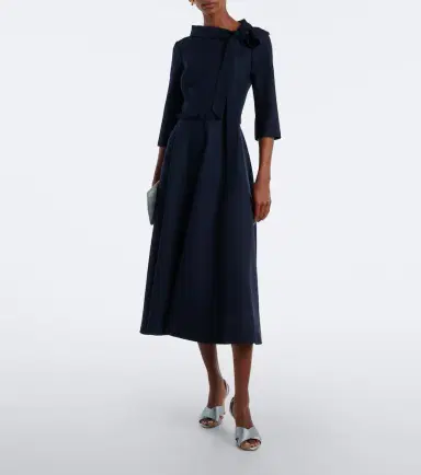 Oscar de la Renta Belted tie-neck wool-blend midi dress | Thumbnail 2