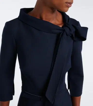 Oscar de la Renta Belted tie-neck wool-blend midi dress | Thumbnail 6