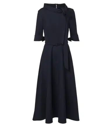 Oscar de la Renta Belted tie-neck wool-blend midi dress | Thumbnail 1