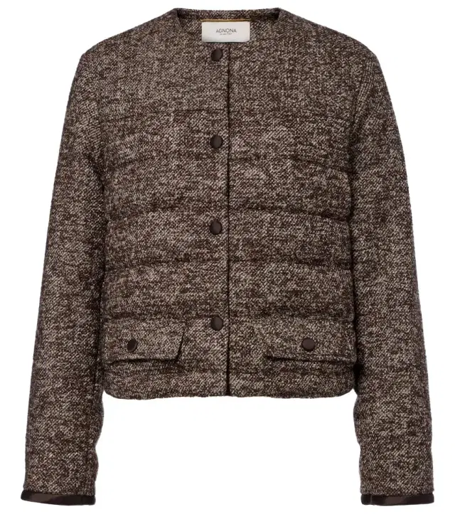Cropped wool-blend puffer jacket