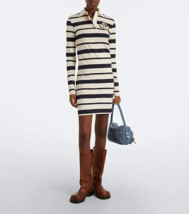 Acne Studios Striped cotton-blend jersey polo dress | Thumbnail 3