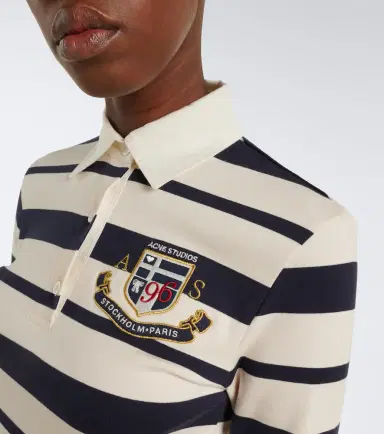 Acne Studios Striped cotton-blend jersey polo dress | Thumbnail 4
