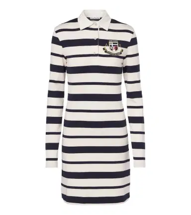 Acne Studios Striped cotton-blend jersey polo dress | Thumbnail 1
