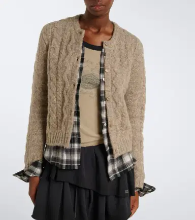 Acne Studios Layered alpaca, yak and wool-blend cardigan | Thumbnail 2 Acne Studios Layered alpaca, yak and wool-blend cardigan | Thumbnail 2