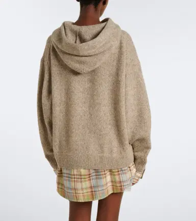 Acne Studios Layered alpaca, yak and wool-blend hoodie | Thumbnail 3