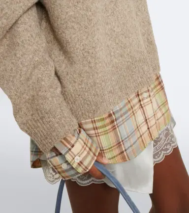 Acne Studios Layered alpaca, yak and wool-blend hoodie | Thumbnail 4