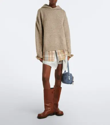 Acne Studios Layered alpaca, yak and wool-blend hoodie | Thumbnail 6