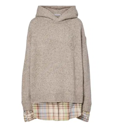 Acne Studios Layered alpaca, yak and wool-blend hoodie | Thumbnail 1