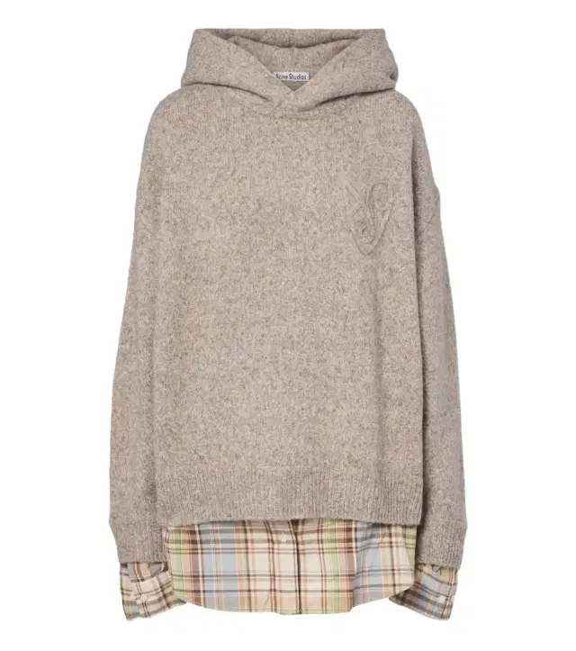 Acne Studios Layered alpaca, yak and wool-blend hoodie
