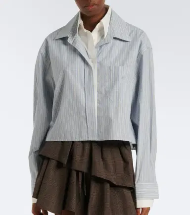 Acne Studios Striped cropped cotton poplin shirt | Thumbnail 4