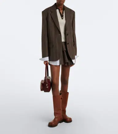 Acne Studios Ruffled checked wool-blend miniskirt | Thumbnail 2