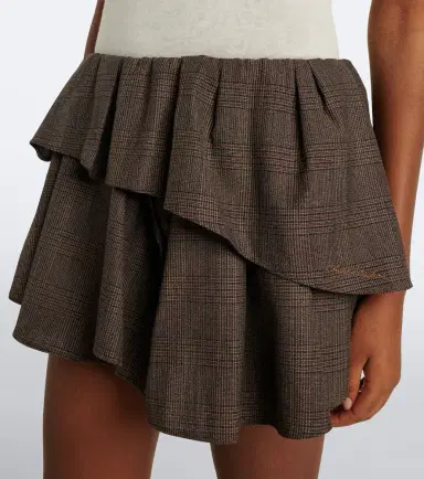 Acne Studios Ruffled checked wool-blend miniskirt | Thumbnail 3