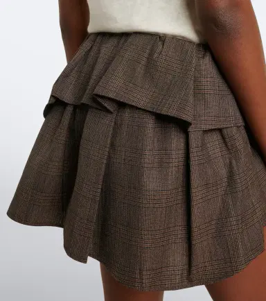 Acne Studios Ruffled checked wool-blend miniskirt | Thumbnail 4