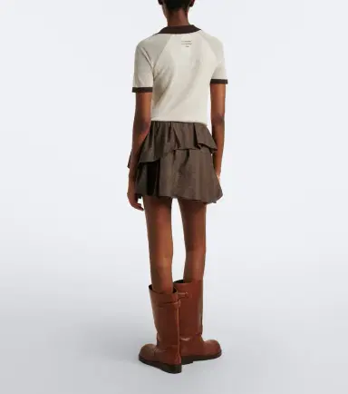 Acne Studios Ruffled checked wool-blend miniskirt | Thumbnail 5
