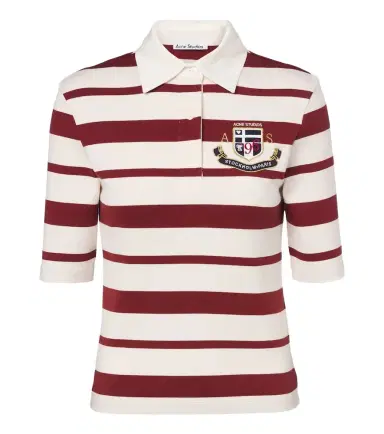 Acne Studios Striped cotton-blend jersey polo shirt | Thumbnail 1 Acne Studios Striped cotton-blend jersey polo shirt | Thumbnail 1