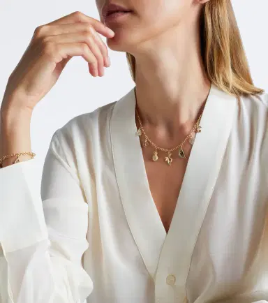 Sydney Evan 14kt gold charm necklace with gemstones | Thumbnail 4
