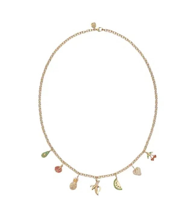 Sydney Evan 14kt gold charm necklace with gemstones